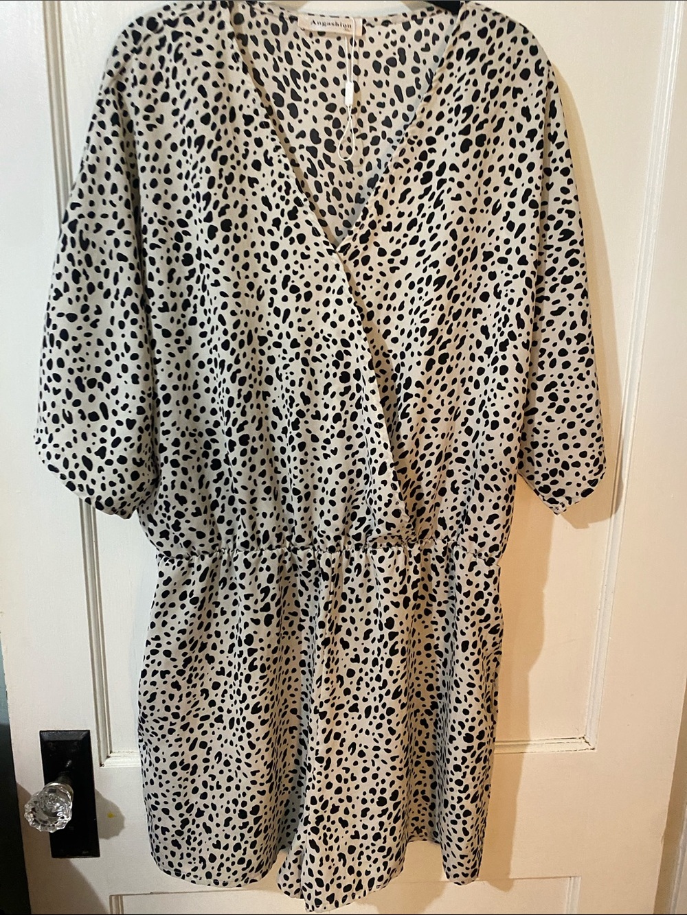 Cream and Black Printed Wrap Romper by A New Day